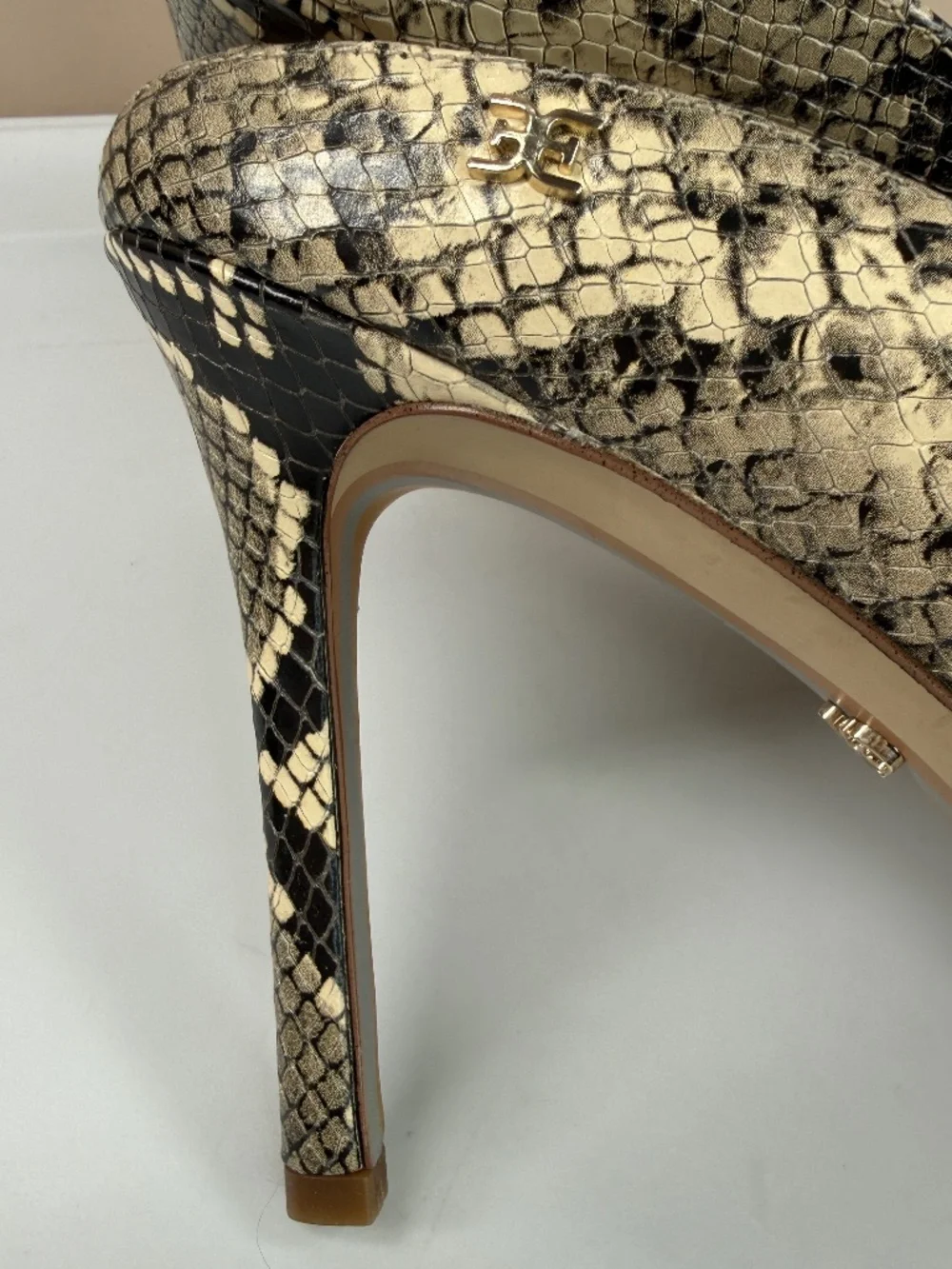 Sam Edelman Harlee Snakeskin Print Mule Heels Pointed Toe Pumps Size 10 NWOT